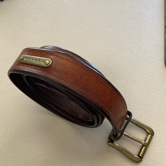 Men’s Ralph Lauren Leather Belt Brown Brass Buckle distressed classic vintage - Picture 3 of 13